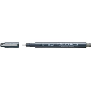 Pentel Pointliner S20P-5N, Fineliner, grijs, waterdicht en lichtecht, 0,5 mm