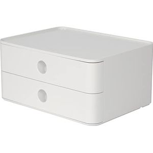 HAN SMART-BOX ALLISON – compacte design-ladenbox met 2 laden, hoogglanzend en in premium kwaliteit, Wit