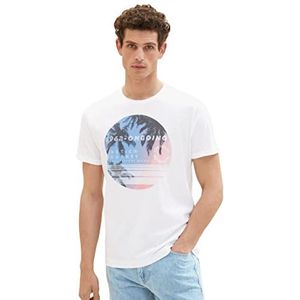 TOM TAILOR Heren T-shirt met print, 20000 - wit, S