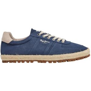 Pepe Jeans Sneaker voor heren, Blauw Gewassen Marineblauw, 44.5 EU