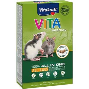 Vitakraft Vita Special, knaagdiervoer voor ratten, met grassen en kruiden, voor alle leeftijden (1 x 600 g)