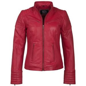 Dames Leren Jas URBAN 5884, Echte Lamsleren Jasje, Kort en Nauwsluitend Model, Gladde en Zachte Leer. Rood L
