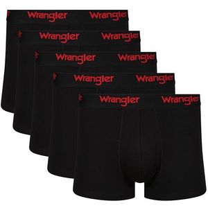 WRANGLER Zwarte boxershorts voor heren, zacht aanvoelend, katoenrijke boxershorts met elastische tailleband, comfortabel en ademend ondergoed, multipack van 5 stuks, Zwart, S