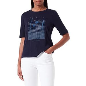 TOM TAILOR Dames T-shirt met print 1032735, 30025 - Navy Midnight Blue, XXS