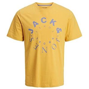 JACK & JONES Heren Jjwarrior Tee Ss Crew Neck T-shirt, Honey Gold/Print: big, XL