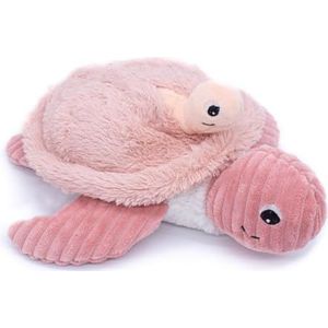 LES DÉGLINGOS - Sauvenou de schildpad mama en haar baby pluche dier - origineel knuffeldier - ideaal knuffeldier vanaf de geboorte - cadeau-idee voor geboorte - zacht pluche - roze 73501