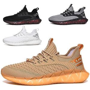 Dames Heren Sportschoenen, Lichtgewicht, Fitness Sportschoenen, Outdoor Running, Ademende Gym Loopschoenen G156 Golden 44EU