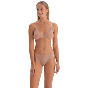 Dagi Lichtbruin Fashion Gebreide Non-Wired Regular Modal Thin-Fixed Strap Bralette, Lichtbruin, S, lichtbruin, S