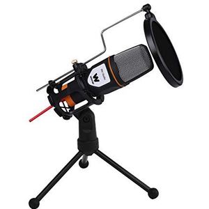 WOXTER Mic Studio Black Professionele condensatormicrofoon voor computer, ingang: 3,5 mm, kantelbaar statief, V/H, zwart