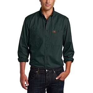 Wrangler Heren Riggs Workwear Logger Twill werkshirt met lange mouwen, Bos Groen, XL