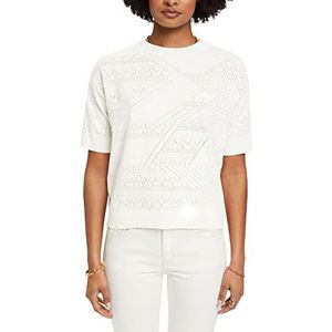 ESPRIT Collection Pullover met korte mouwen van linnenmix, wit, L