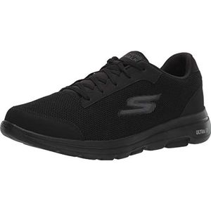 Skechers Gowalk 5 Demitasse-Textured Knit Lace Up Performance Walking Shoe Sneakers voor heren, zwart (2), 42 EU X-Breed
