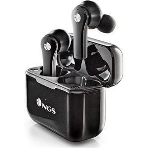 NGS ARTICA BLOOM BLACKâ€“ Draadloze hoofdtelefoon compatibel met Bluetooth en TWS, microfoon, tot 24u, aanraakbediening, USB type C, laadstation, zwart