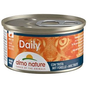 almo nature Daily Grain Free Kattenvoer, hapjes met forel, compleet voer voor katten, nat voer (zonder toegevoegde granen) verpakking van 24 stuks (24 x 85 g)