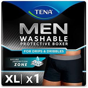 TENA Heren - Beschermingsbroek voor heren, wasbaar, voor lichte zwakte blaren, klassieke snit, zwart, maat XL