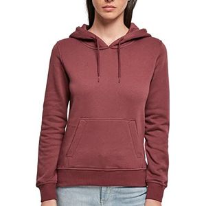 Build Your Brand Dames capuchontrui van 100% biologisch katoen voor vrouwen, dames organic Hoody sweatshirt in zwart of wit, maten XS - 5XL, rood (cherry), 3XL