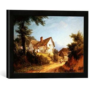 Ingelijste afbeelding van Edmund Gill Cottage in de buurt van Bramley, Surrey, kunstdruk in hoogwaardige handgemaakte fotolijst, 40 x 30 cm, mat zwart