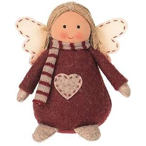 GLOREX 6 7036 665 - Engel van vilt, ca. 14 cm, rood met gestreepte sjaal en witte vleugels, een mooi accessoire voor in huis, om te versieren of om cadeau te geven