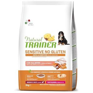 Trainer Natural Sensitive No Gluten - Voeding voor middelgrote honden Junior-puppy met zalm en volkoren granen, 3 kg