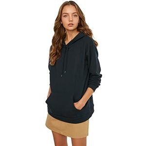 Trendyol Dames Regular Basic Capuchon Gebreide Sweatshirts, Donkerblauw, S
