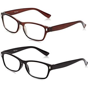 The Reading Glasses Company 2 Pack zwart/bruin leesbril voor mannen/vrouwen, Optical Power +3.50, 0.05799999999999999899 kg