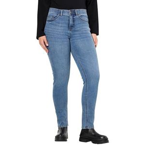 Ulla Popken Dames grote maten plus size jeans Sarah, smalle pijpen, comfortabele band, stretch, lichtblauw, 32W x 32L