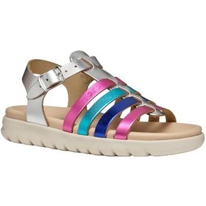 Geox J Soleima Sandalen voor meisjes en jongens, zilver, meerkleurig, 24 EU