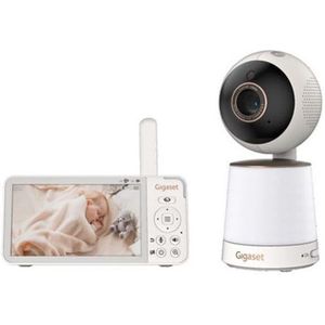 Gigaset Baby 500 video-babyfoon met HD-video-overdracht, veilige FHSS-technologie, 5 inch lcd-scherm, IPS-beeldscherm, lange batterijduur, gekleurde nachtzichtmodus, crème wit/brons [Duitse versie]