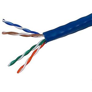 Monoprice 300 m 24 AWG Cat5e 350 MHz UTP Solid, Riser Rated (CMR), bulk ethernet blank koperen kabel - blauw