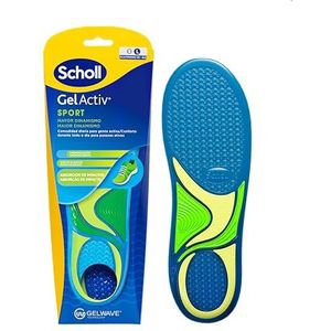 Scholl GelActiv Sport inlegzolen voor heren, voor sportschoenen, de hele dag comfort, schokdemping en elasticiteit met GelWave-technologie, maat 40-46,5