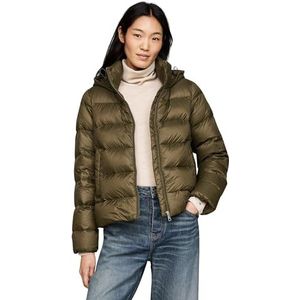 Tommy Hilfiger Casual donsjack met capuchon voor dames, Khaki (Legergroen), XXS