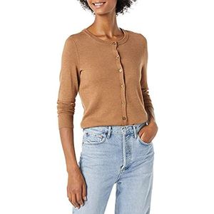 Amazon Essentials Women's Lichtgewicht vest met ronde hals (verkrijgbaar in grote maten), Donker camel, XS