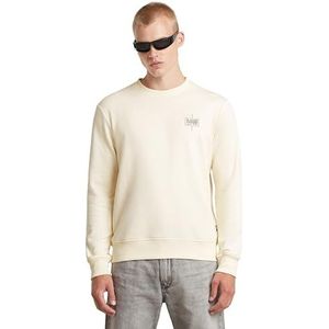 G-STAR RAW Heren Logo Regular Long Sleeve Sweater, beige (Eggnog D24799-d991-g076), XL