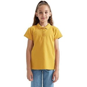 DeFacto Polo T-shirt meisjes - modieus en trendy poloshirt voor stijlvolle meisjes T-shirts kleding voor meisjes, geel, 5-6 Jaar