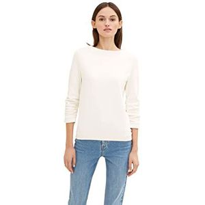 TOM TAILOR Denim Dames Sweatshirt met plooitjes 1034290, 10348 - Gardenia White, XXL