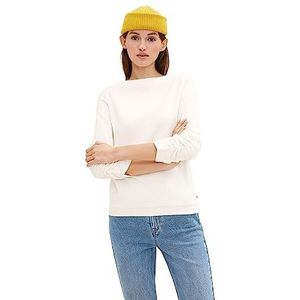 TOM TAILOR Denim Dames Sweatshirt met plooitjes 1034290, 10348 - Gardenia White, XL