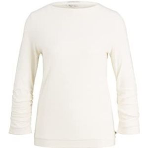TOM TAILOR Denim Dames Sweatshirt met plooitjes 1034290, 10348 - Gardenia White, XL