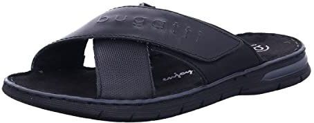 bugatti heren Zomerse muiltjes van leer en textiel, Zwart, 42 EU