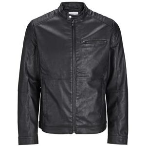 JACK & JONES Jjedylan Pu Biker Jacket Noos Bikerjack voor heren, zwart, XL