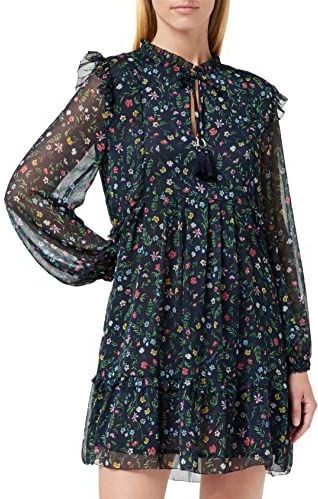 Pepe Jeansvoor vrouwen. PL953096 Jurk Demi Marino (L), Casual, Polyester, Bloemen, Lange mouwen, Marineblauw