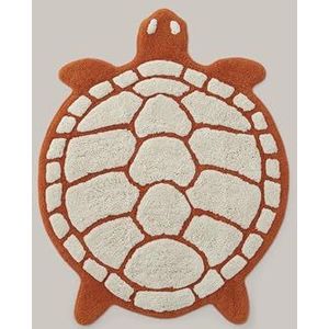Ellos Home Badmat Lazy in de vorm van een schildpad, Staycation collectie, decoratie voor de badkamer, duurzaam katoen, Oeko-Tex®-standaard 100 gecertificeerd - oranje, 75 x 98 cm