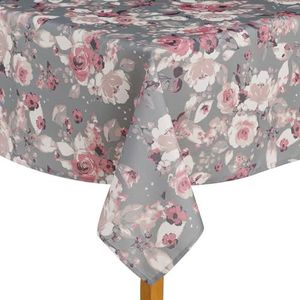 ESSEX - Tafelkleed Patels, 130 x 180 cm, tafelkleed, 100% polyester, afwasbaar, bloemen - grijs