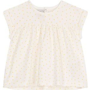 Petit Bateau Babyblouse met korte mouwen voor, wit/geel, 12 Maanden