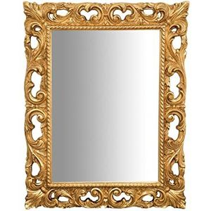 Biscottini Vintage spiegel 90 x 70 cm Made in Italy | Grote wandspiegel van massief hout | gouden spiegel met barok frame