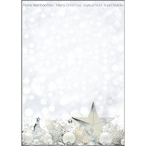 SIGEL DP013 Briefpapier Kerstmis met zilveren reliëf, White Stars, A4, 25 vellen