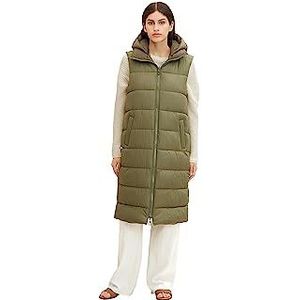 TOM TAILOR Dames Omkeerbaar gewatteerd vest met capuchon 1032476, 10905 - Tree Moss Green, XL