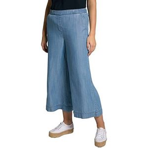 Ulla Popken Lyocell-Culotte, jeanslook, comfortabele tailleband, marlenefvorm casual broek, blauw (light blue denim), 44