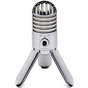 Samson Meteor Mic - Portable USB Studio Quality Condenser Microphone - High Performance, General Purpose/Podcast/Gaming/Music Recording Microphone, 16-bit, 44.1/48kHz resolution, Silver Chrome