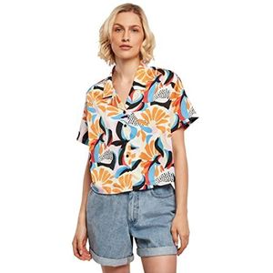 Urban Classics Dames AOP Satin Resort Shirt, magicmangoabstract, 3XL, magicmangoabstract, 3XL