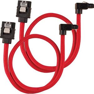 Câble SATA gainé Premium 30 cm connecteur coudé (coloris rouge)